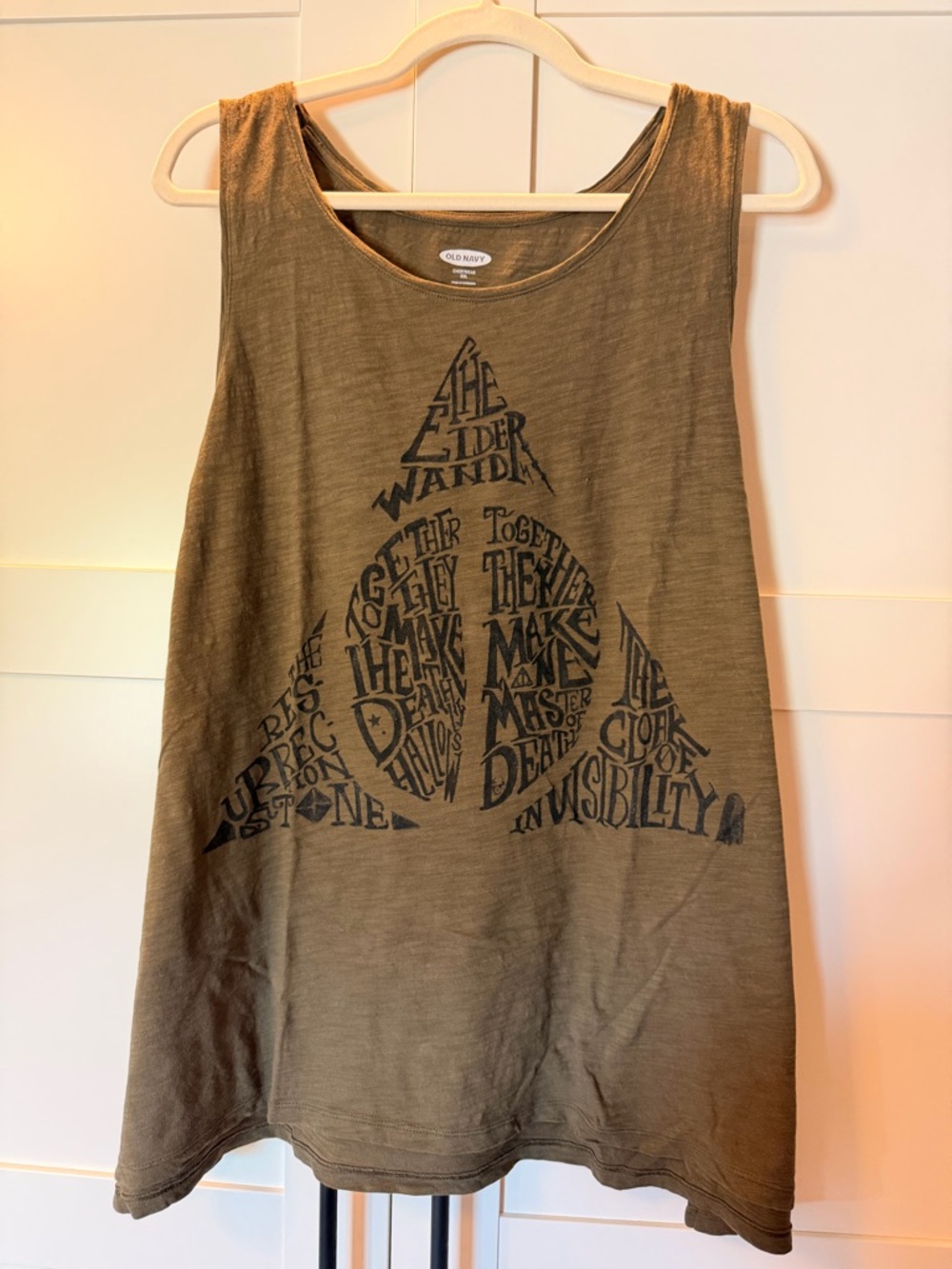Harry Potter & the Deathly Hallows Olive Green Tank Top